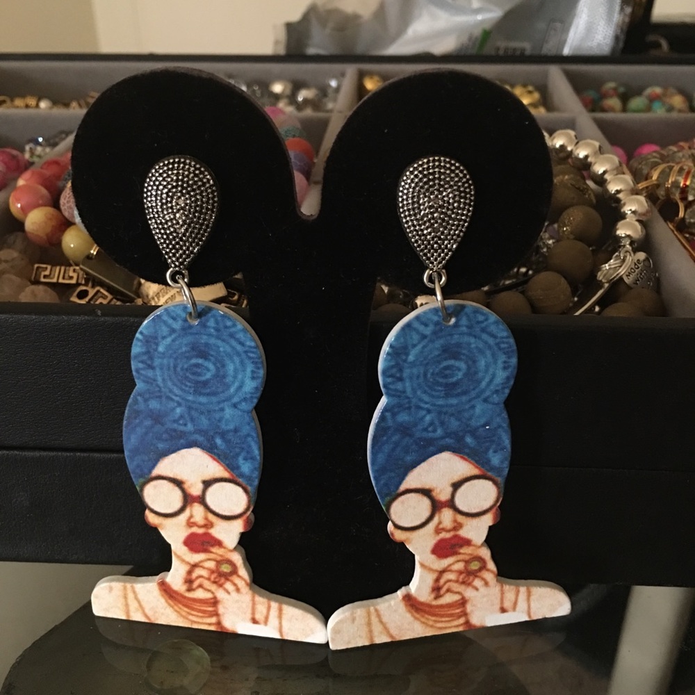 Abstract face earrings